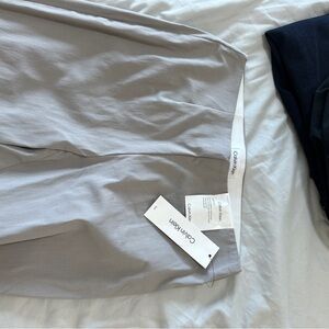 Calvin Klein Light Grey Pull on stretch cropped ankle pant business professional